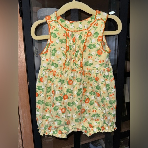 1990s Vintage Miniwear bubble romper baby girl limes lemons fruits print ruffles - Picture 1 of 6